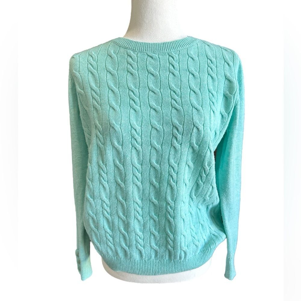 NWOT Talbots Tweed Cable Knit Lambswool Crewneck Sweater